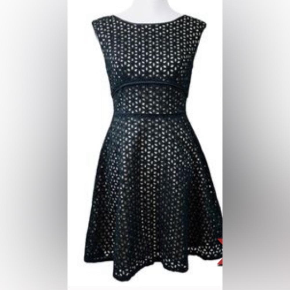 Loft Black Eyelet Dress, Size 0